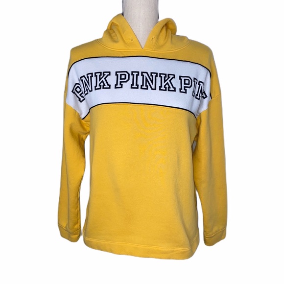 PINK Victoria's Secret Tops - PINK Victoria’s Secret Logo Yellow Hoodie
